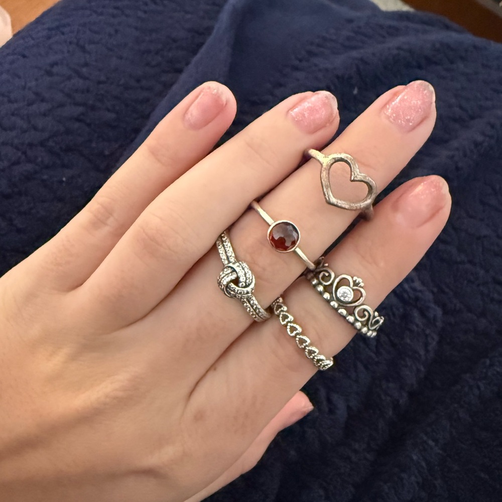 STACK OF PANDORA RINGS 
all size 7